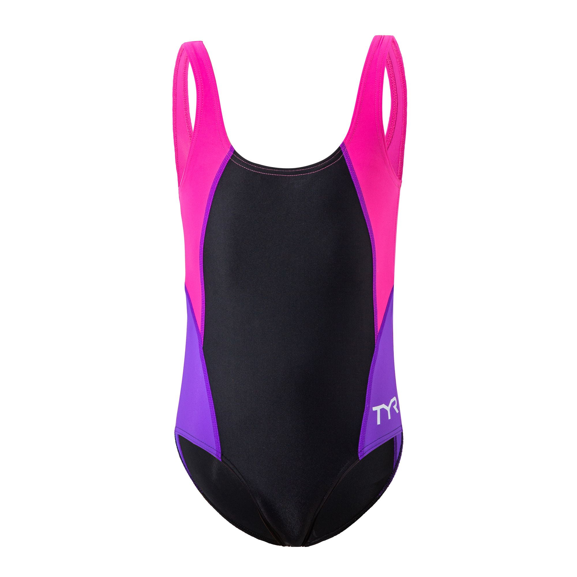 TYR女童拼色連身泳衣