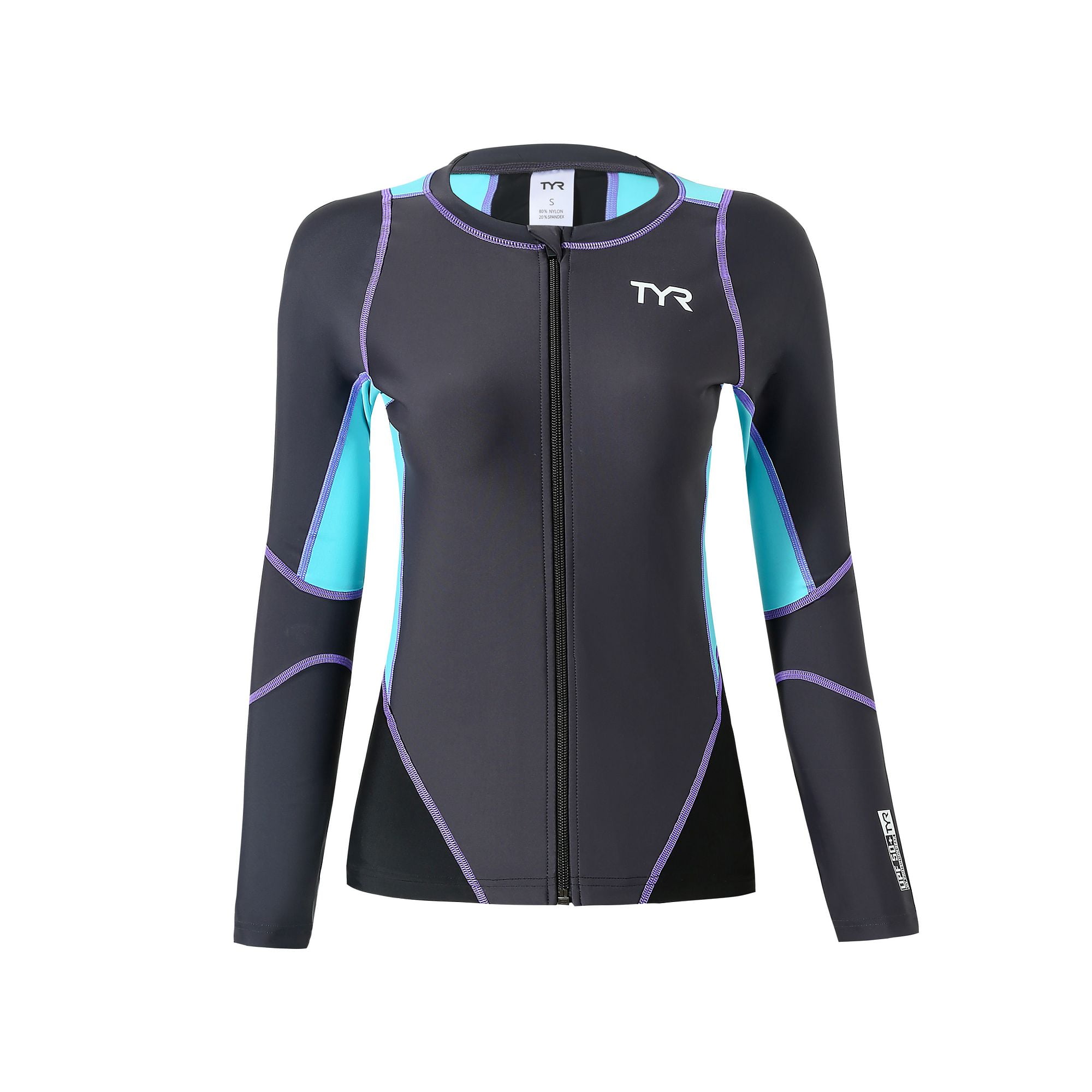 TYR女士配色長袖防曬泳衣