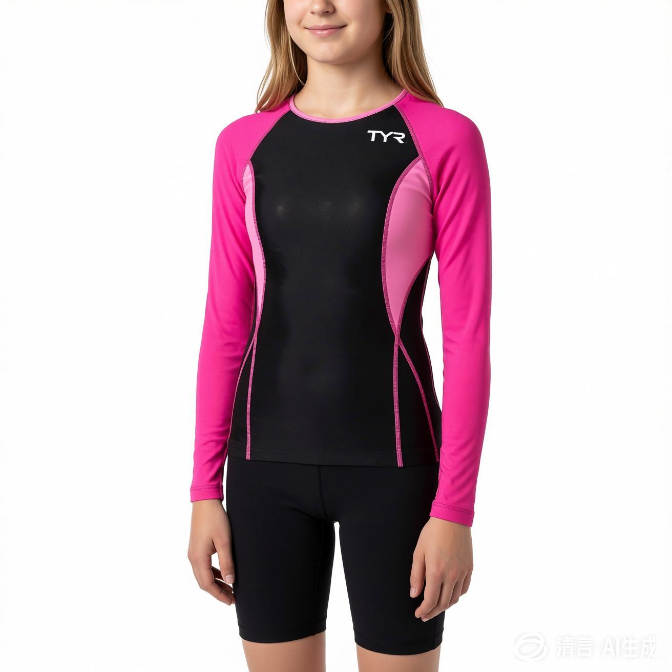 Alternative view of TYR女童長袖防曬泳衣上衣